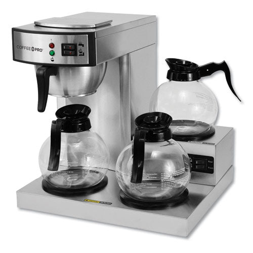 Coffee Pro Three-Burner Low Profile Institutional Coffee Maker, Stainless Steel, 36 Cups CPRLG