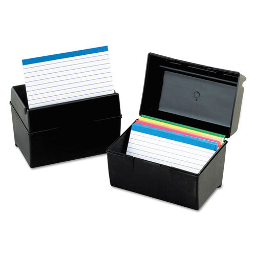 Oxford Plastic Index Card File, Holds 400 4 x 6 Cards, 6.5 x 4.78 x 5.25, Black 01461