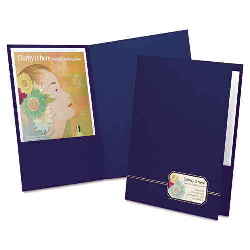 Oxford Monogram Series Business Portfolio, Cover Stock, 0.5" Capacity, 11 x 8.5, Blue with Embossed Gold Foil Accents, 4-Pack 04162