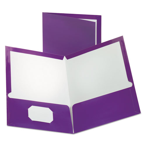 Oxford Two-Pocket Laminated Folder, 100-Sheet Capacity, 11 x 8.5, Metallic Purple, 25-Box 5049526