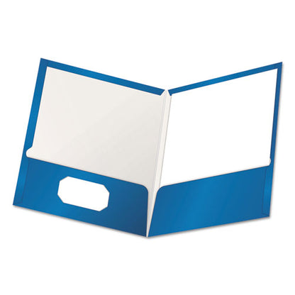 Oxford High Gloss Laminated Paperboard Folder, 100-Sheet Capacity, 11 x 8.5, Blue, 25-Box 51701EE