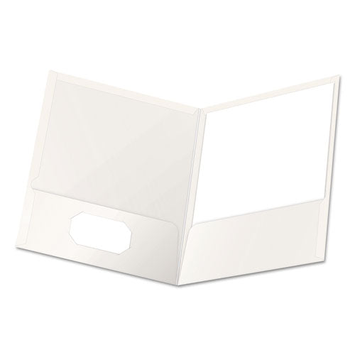 Oxford High Gloss Laminated Paperboard Folder, 100-Sheet Capacity, 11 x 8.5, White, 25-Box 51704EE
