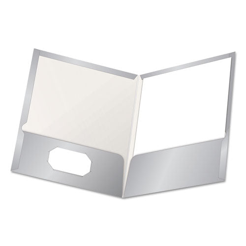 Oxford High Gloss Laminated Paperboard Folder, 100-Sheet Capacity, 11 x 8.5, Gray, 25-Box 51705EE