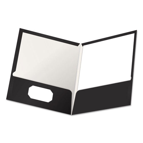 Oxford High Gloss Laminated Paperboard Folder, 100-Sheet Capacity, 11 x 8.5, Black, 25-Box 51706EE