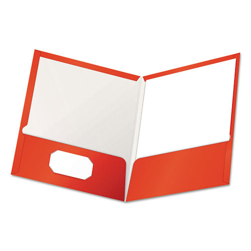 Oxford High Gloss Laminated Paperboard Folder, 100-Sheet Capacity, 11 x 8.5, Red, 25-Box 51711EE