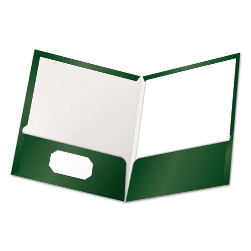 Oxford High Gloss Laminated Paperboard Folder, 100-Sheet Capacity, 11 x 8.5, Green, 25-Box 51717