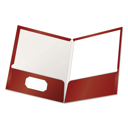 Oxford High Gloss Laminated Paperboard Folder, 100-Sheet Capacity, 11 x 8.5, Crimson, 25-Box 51718