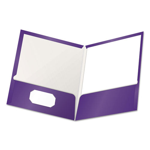 Oxford High Gloss Laminated Paperboard Folder, 100-Sheet Capacity, 11 x 8.5, Purple, 25-Box 51726EE