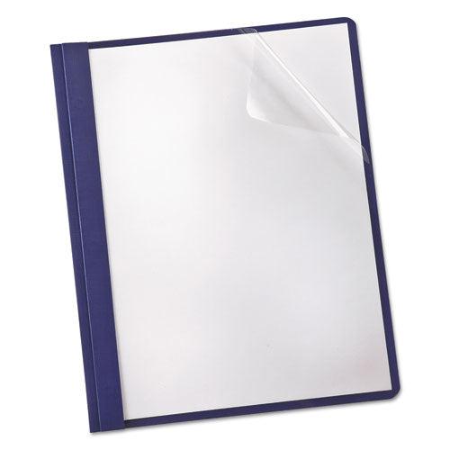 Oxford Clear Front Linen Report Cover, Three-Prong Fastener, 0.5" Capacity, 8.5 x 11, Clear-Navy, 25-Box 53343EE