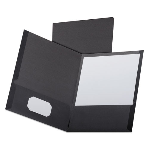 Oxford Linen Finish Twin Pocket Folders, 100-Sheet Capacity, 11 x 8.5, Black, 25-Box 53406EE