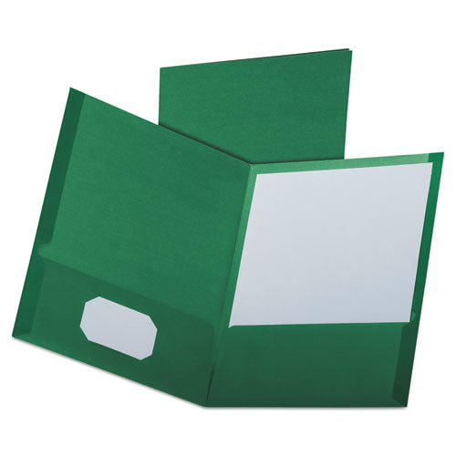 Oxford Linen Finish Twin Pocket Folders, 100-Sheet Capacity, 11 x 8.5, Hunter Green, 25-Box 53434EE