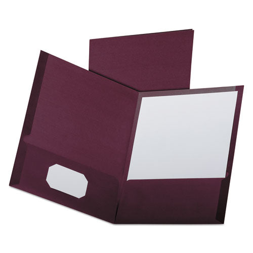 Oxford Linen Finish Twin Pocket Folders, 100-Sheet Capacity, 11 x 8.5, Burgundy, 25-Box 53441EE