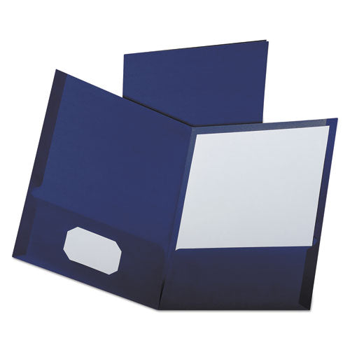 Oxford Linen Finish Twin Pocket Folders, 100-Sheet Capacity, 11 x 8.5, Navy, 25-Box 53443EE