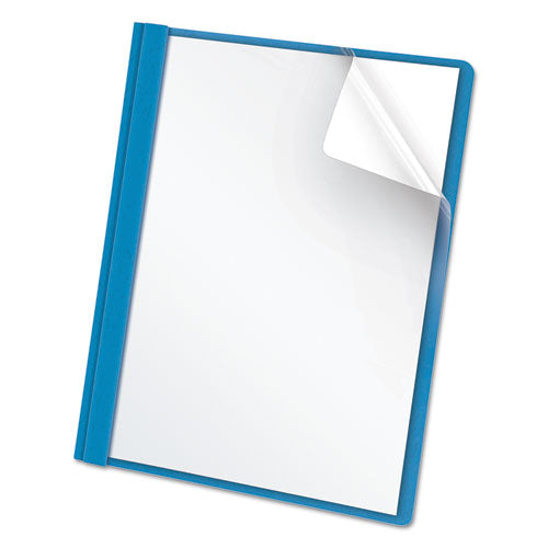 Oxford Clear Front Standard Grade Report Cover, Three-Prong Fastener, 0.5" Capacity, 8.5 x 11, Clear-Light Blue, 25-Box 55801EE