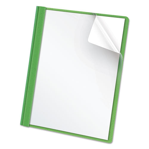 Oxford Clear Front Standard Grade Report Cover, Three-Prong Fastener, 0.5" Capacity, 8.5 x 11, Clear-Green, 25-Box 55807EE