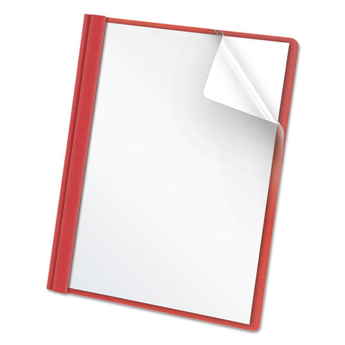 Oxford Clear Front Standard Grade Report Cover, Three-Prong Fastener, 0.5" Capacity, 8.5 x 11, Clear-Red, 25-Box 55811EE