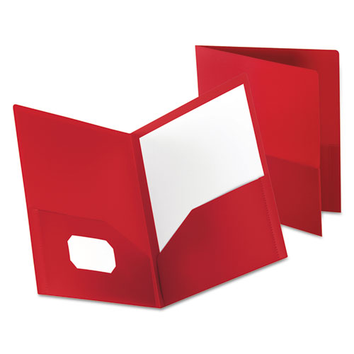 Oxford Poly Twin-Pocket Folder, 100-Sheet Capacity, 11 x 8.5, Opaque Red 57411EE