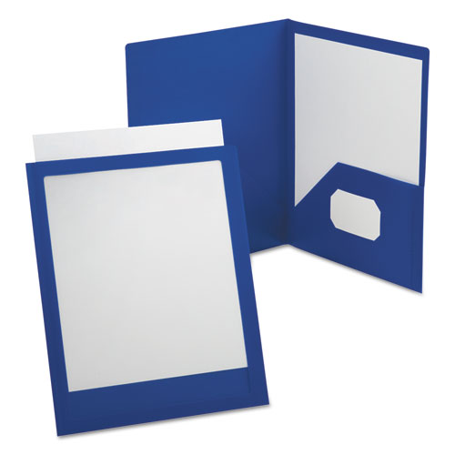 Oxford ViewFolio Polypropylene Portfolio, 100-Sheet Capacity, 11 x 8.5, Clear-Blue 57441EE