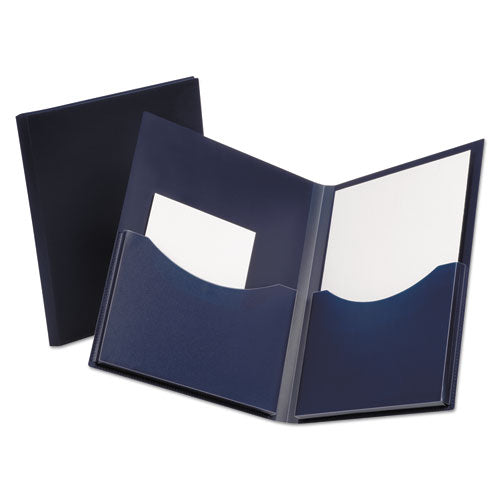 Oxford Poly Double Stuff Gusseted 2-Pocket Folder, 200-Sheet Capacity, 11 x 8.5, Navy 57455EE