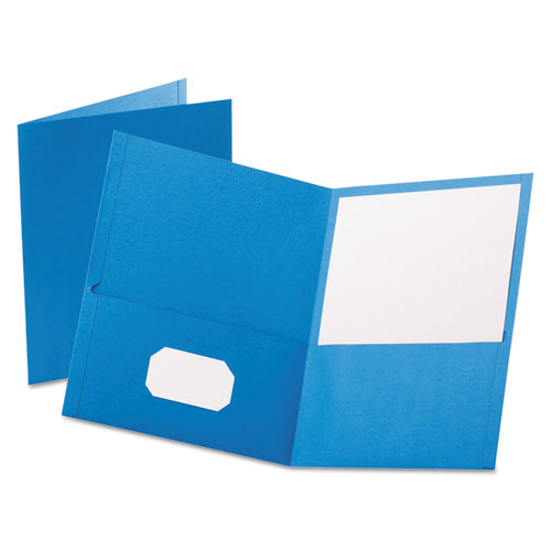 Oxford Twin-Pocket Folder, Embossed Leather Grain Paper, 0.5" Capacity, 11 x 8.5, Light Blue, 25-Box 57501EE
