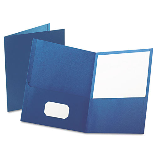 Oxford Twin-Pocket Folder, Embossed Leather Grain Paper, 0.5" Capacity, 11 x 8.5, Blue, 25-Box 57502EE