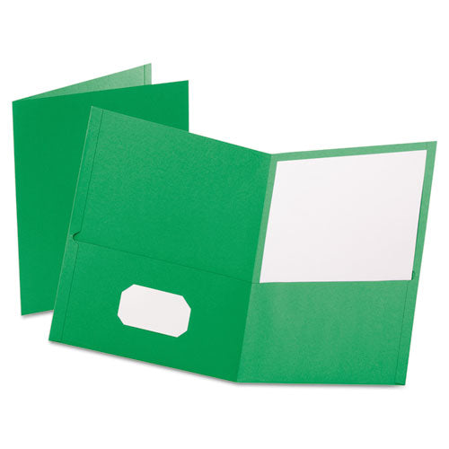 Oxford Twin-Pocket Folder, Embossed Leather Grain Paper, 0.5" Capacity, 11 x 8.5, Light Green, 25-Box 57503EE