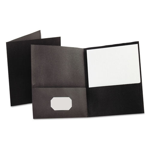 Oxford Twin-Pocket Folder, Embossed Leather Grain Paper, 0.5" Capacity, 11 x 8.5, Black, 25-Box 57506EE