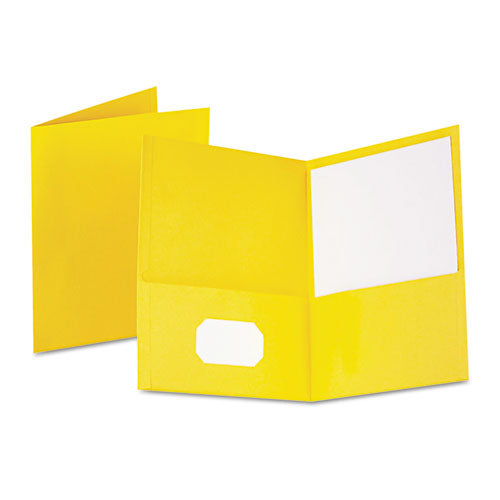 Oxford Twin-Pocket Folder, Embossed Leather Grain Paper, 0.5" Capacity, 11 x 8.5, Yellow, 25-Box 57509EE