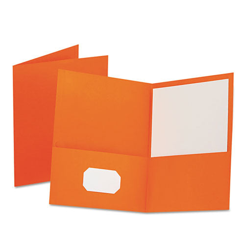 Oxford Twin-Pocket Folder, Embossed Leather Grain Paper, 0.5" Capacity, 11 x 8.5, Orange, 25-Box 57510EE