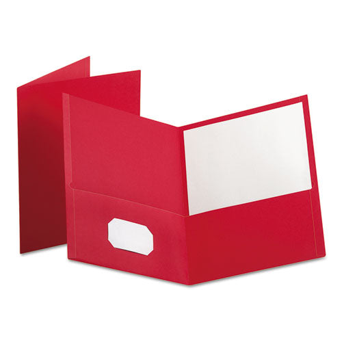 Oxford Twin-Pocket Folder, Embossed Leather Grain Paper, 0.5" Capacity, 11 x 8.5, Red, 25-Box 57511EE