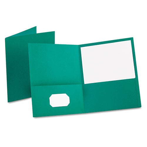 Oxford Twin-Pocket Folder, Embossed Leather Grain Paper, 0.5" Capacity, 11 x 8.5, Teal, 25-Box 57555