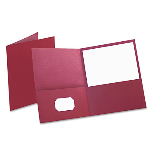Oxford Twin-Pocket Folder, Embossed Leather Grain Paper, 0.5" Capacity, 11 x 8.5, Burgundy, 25-Box 57557
