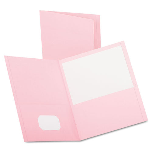 Oxford Twin-Pocket Folder, Embossed Leather Grain Paper, 0.5" Capacity, 11 x 8.5, Pink, 25-Box 57568EE