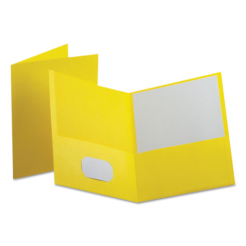 Oxford Leatherette Two Pocket Portfolio, 8.5 x 11, Yellow-Yellow, 10-Pack 57579EE