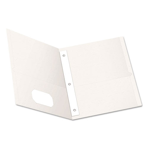 Oxford Twin-Pocket Folders with 3 Fasteners, 0.5" Capacity, 11 x 8.5, White, 25-Box 57704