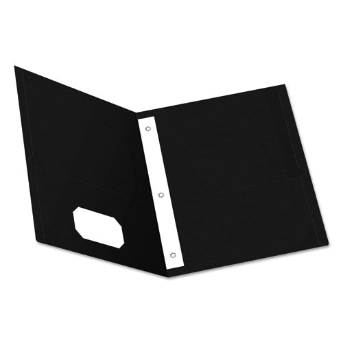 Oxford Twin-Pocket Folders with 3 Fasteners, 0.5" Capacity, 11 x 8.5, Black 25-Box 57706