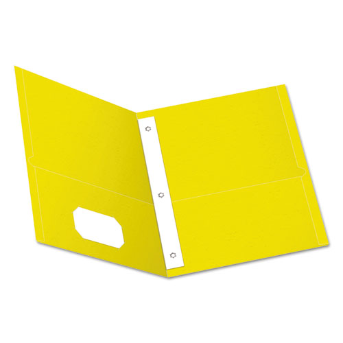Oxford Twin-Pocket Folders with 3 Fasteners, 0.5" Capacity, 11 x 8.5, Yellow, 25-Box 57709