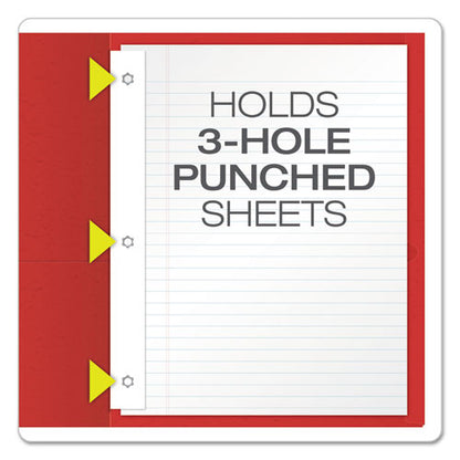 Oxford Twin-Pocket Folders with 3 Fasteners, 0.5" Capacity, 11 x 8.5, Red, 25-Box 57711