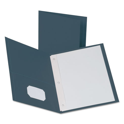 Oxford Twin-Pocket Folders with 3 Fasteners, 0.5" Capacity, 11 x 8.5, Dark Blue, 25-Box 57738
