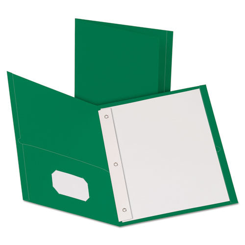 Oxford Twin-Pocket Folders with 3 Fasteners, 0.5" Capacity, 11 x 8.5, Green, 25-Box 57756EE