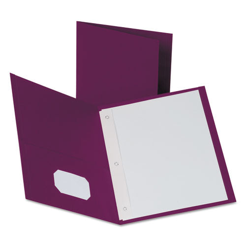 Oxford Twin-Pocket Folders with 3 Fasteners, 0.5" Capacity, 11 x 8.5, Burgundy, 25-Box 57757