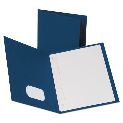Oxford Leatherette Two Pocket Portfolio with Fasteners, 8.5 x 11, Blue-Blue, 10-Pack 57772