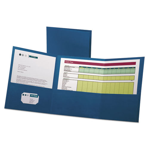 Oxford Tri-Fold Folder w-3 Pockets, 150-Sheet Capacity, 11 x 8.5, Blue, 20-Box 59802