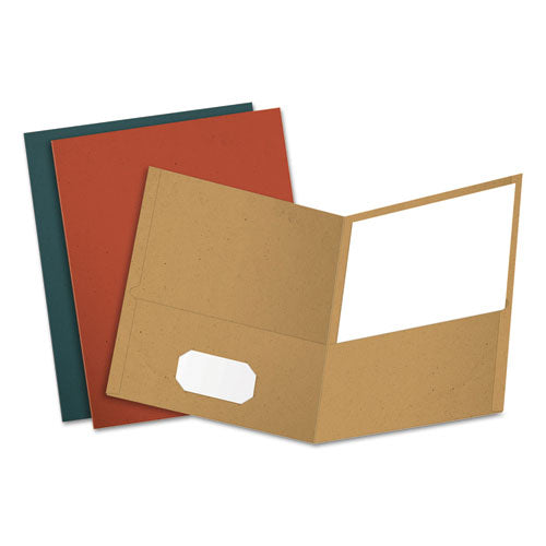 Oxford Earthwise by Oxford Recycled Paper Twin-Pocket Portfolio, 100-Sheet Capacity, 11 x 8.5, Assorted Colors, 25-Box 78513