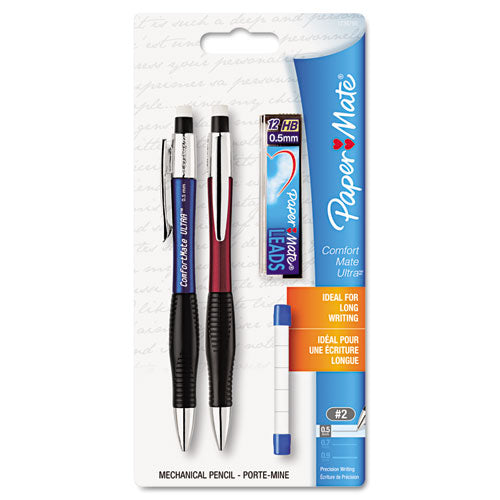 Paper Mate ComfortMate Ultra Pencil Starter Set, 0.5 mm, HB (#2.5), Black Lead, Assorted Barrel Colors, 2-Pack 1738795