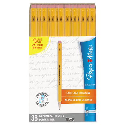 Paper Mate Sharpwriter Mechanical Pencil, 0.7 mm, HB (#2.5), Black Lead, Classic Yellow Barrel, 36-Box 1921221C