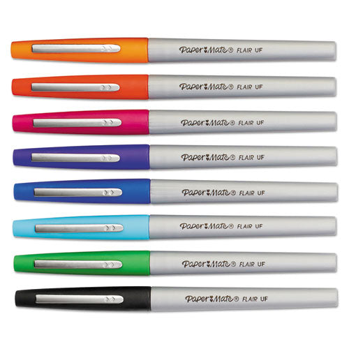 Paper Mate Flair Felt Tip Porous Point Pen, Stick, Extra-Fine 0.4 mm, Assorted Ink and Barrel Colors, 8-Pack 1927694