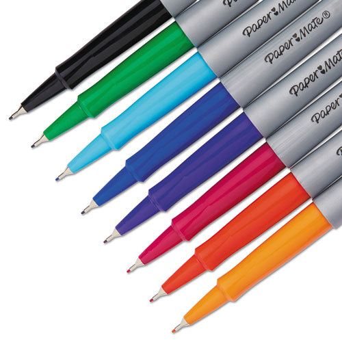Paper Mate Flair Felt Tip Porous Point Pen, Stick, Extra-Fine 0.4 mm, Assorted Ink and Barrel Colors, 8-Pack 1927694