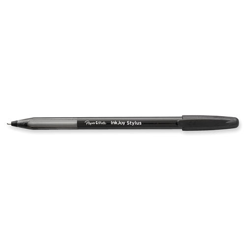 Paper Mate InkJoy 100 Ballpoint Pen-Stylus, Stick, Medium 1 mm, Black Ink, Black Barrel, Dozen 1951348