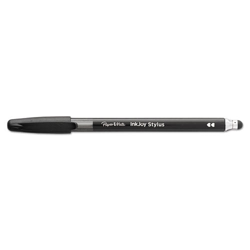 Paper Mate InkJoy 100 Ballpoint Pen-Stylus, Stick, Medium 1 mm, Black Ink, Black Barrel, Dozen 1951348